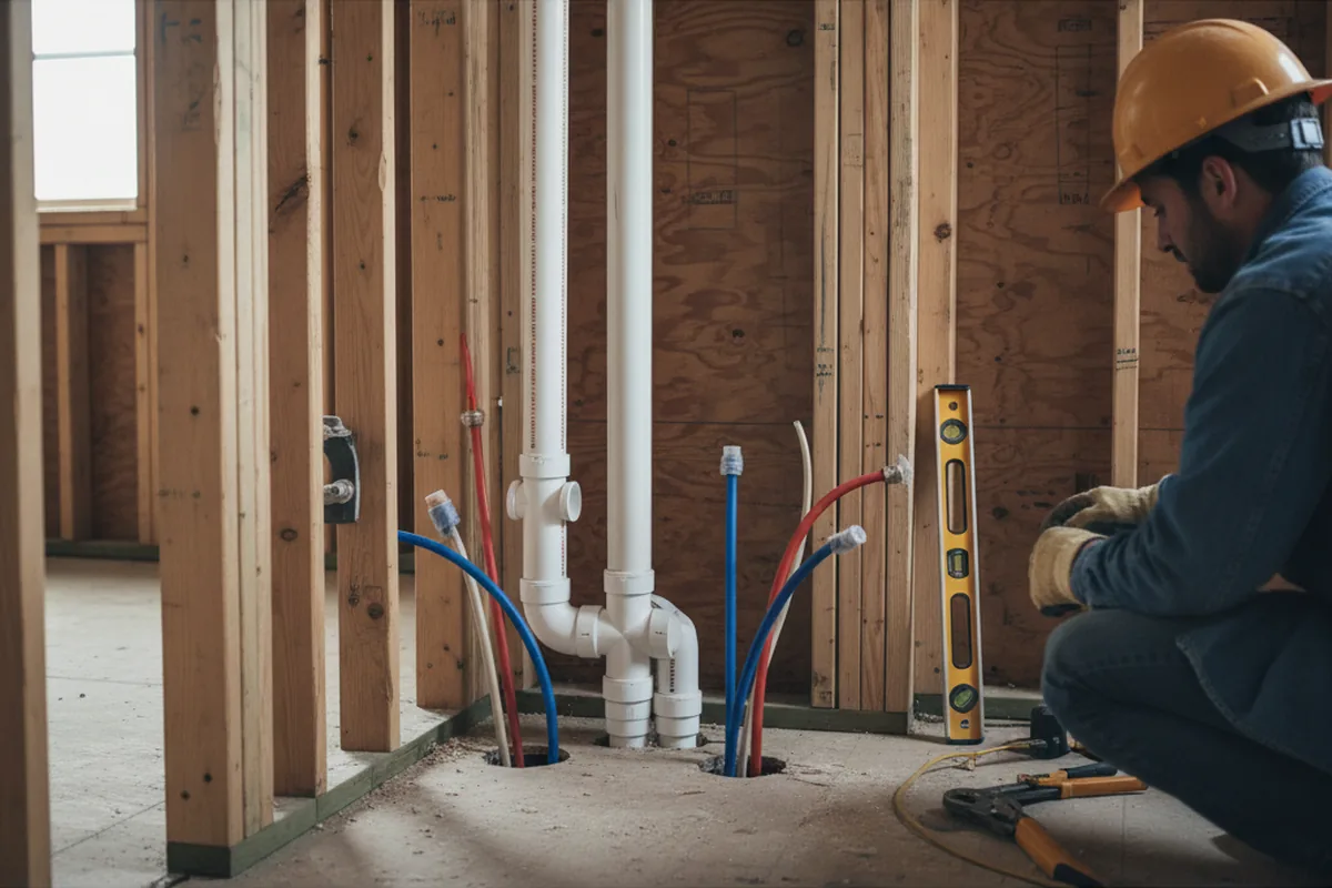 Drain and supply rough-in during Garbage Disposal Repair in New Castle