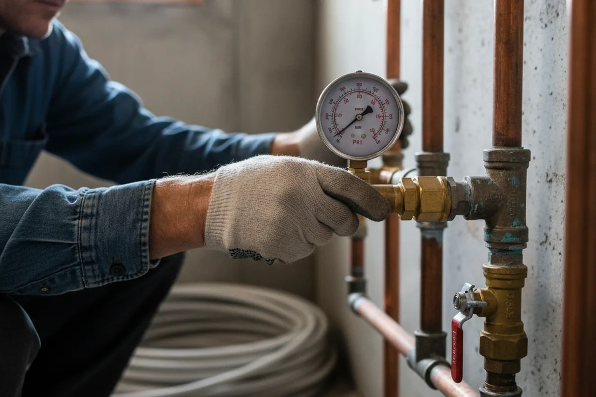 Pressure testing a repaired line during Water Line Repair in New Castle